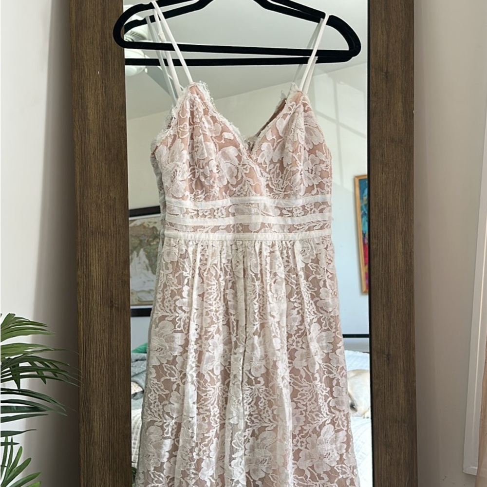 Lulu's Cream Lace Midi Dress
